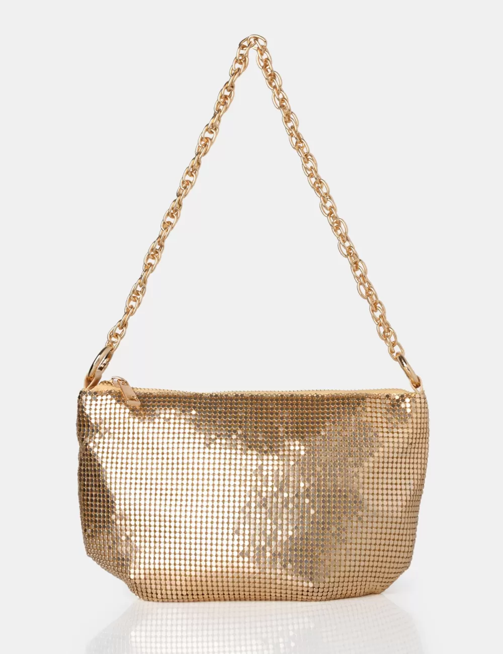 Store Public Desire The Slouch Diamante Chainmail Baguette Chain Detail Shoulder Bag Gold