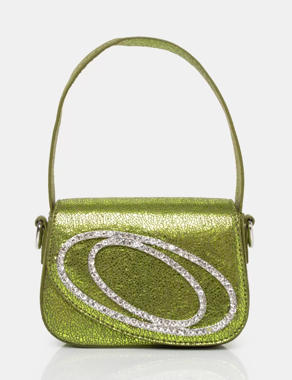 Cheap Public Desire The Tonic Cracked Lime Pu Diamante Mini Grab Bag Green