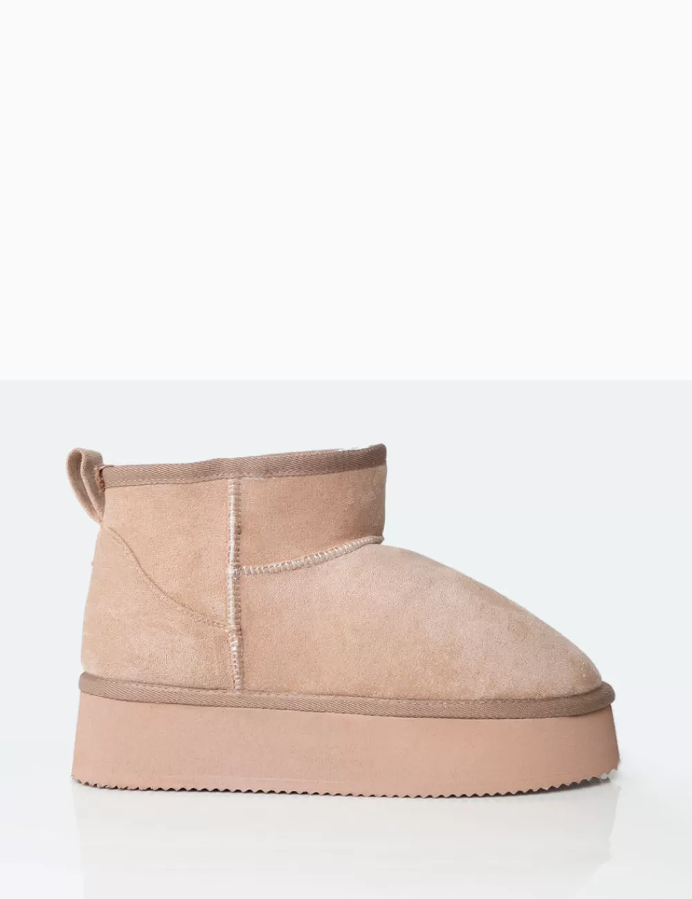 Hot Public Desire Theo Beige Faux Suede Ultra Mini Ankle Platform Boots