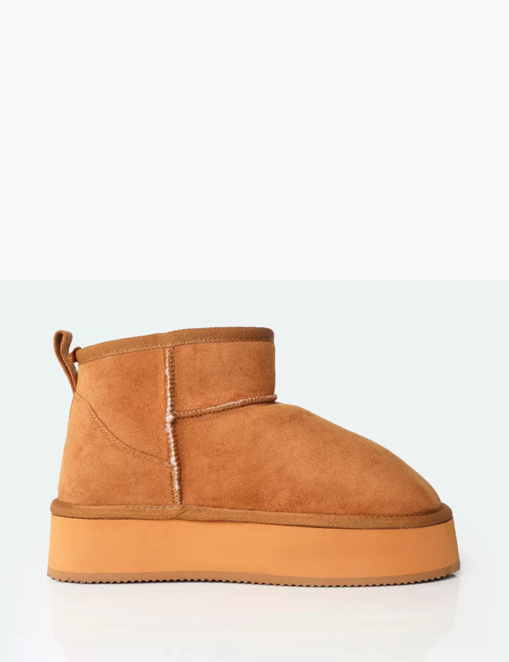 Cheap Public Desire Theo Chestnut Brown Faux Suede Ultra Mini Ankle Platform Boots