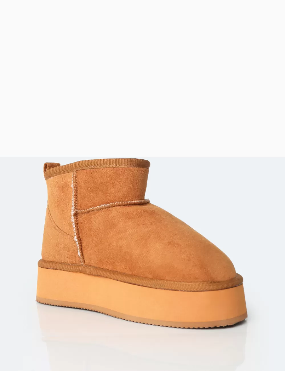 Cheap Public Desire Theo Chestnut Brown Faux Suede Ultra Mini Ankle Platform Boots