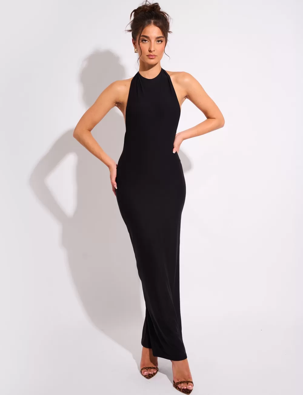 Sale Public Desire Tie Back Luxe Slinky Maxi Dress Black