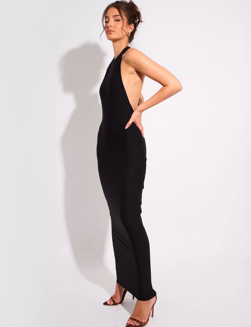 Sale Public Desire Tie Back Luxe Slinky Maxi Dress Black