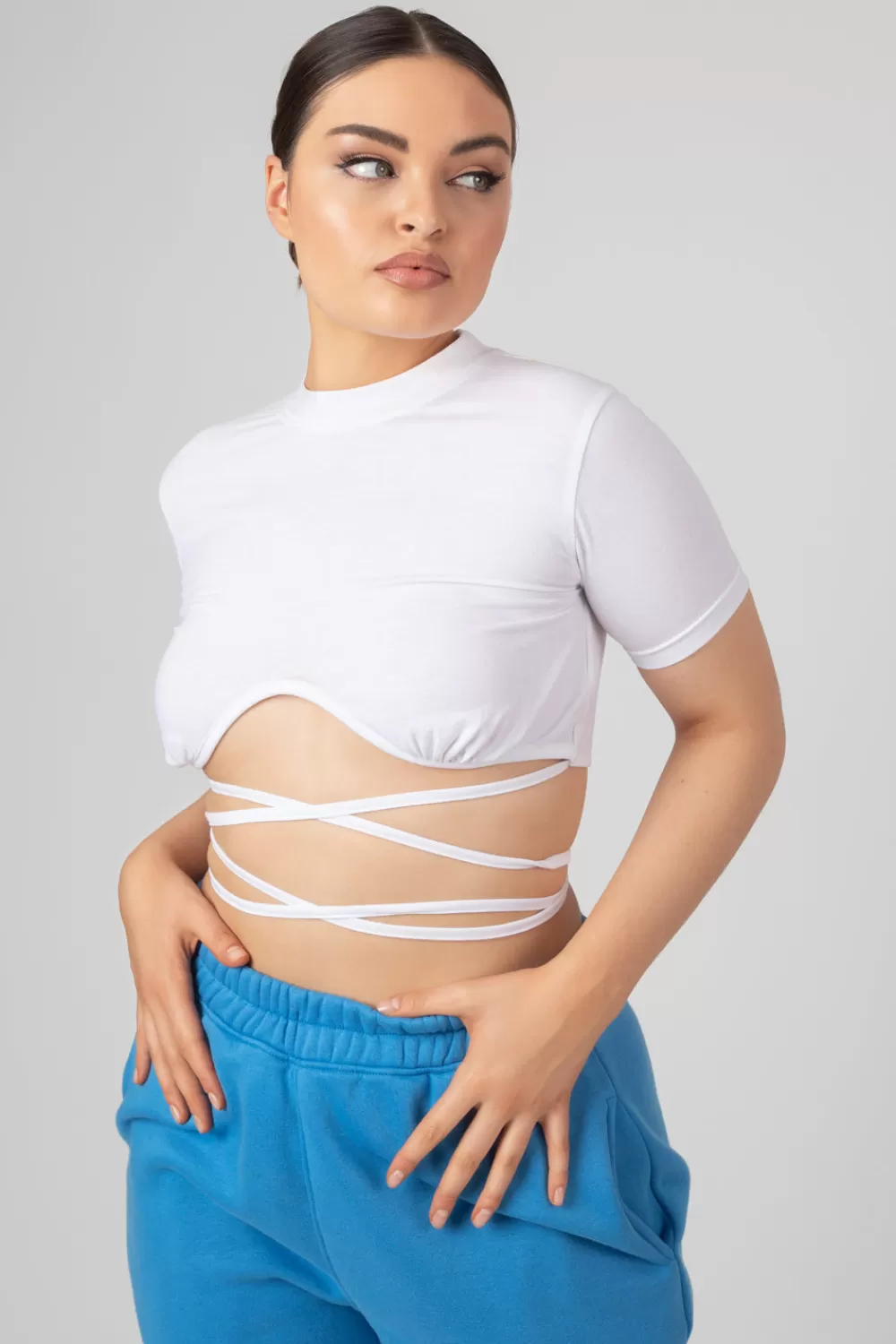 Hot Public Desire Underbust Detail Strappy Crop Top White