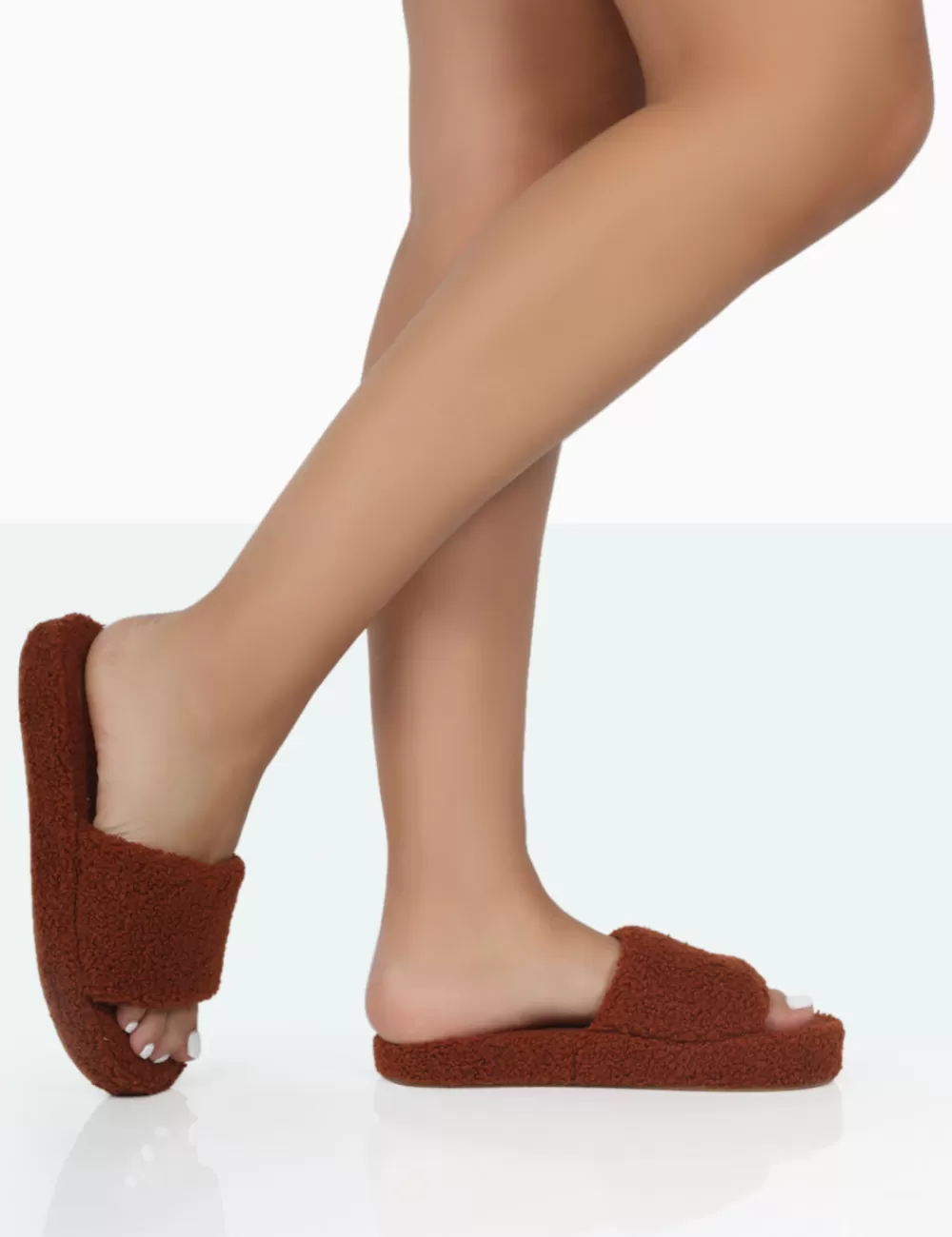 Cheap Public Desire Vale Borg Fluffy Slider Slipper Brown