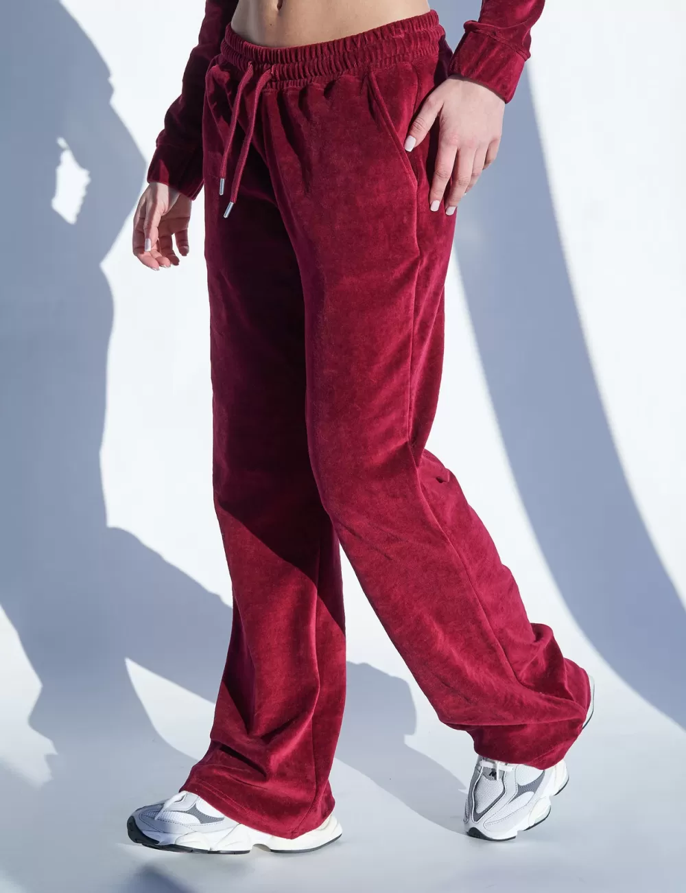 Flash Sale Public Desire Velour Fla Trousers Cherry Red