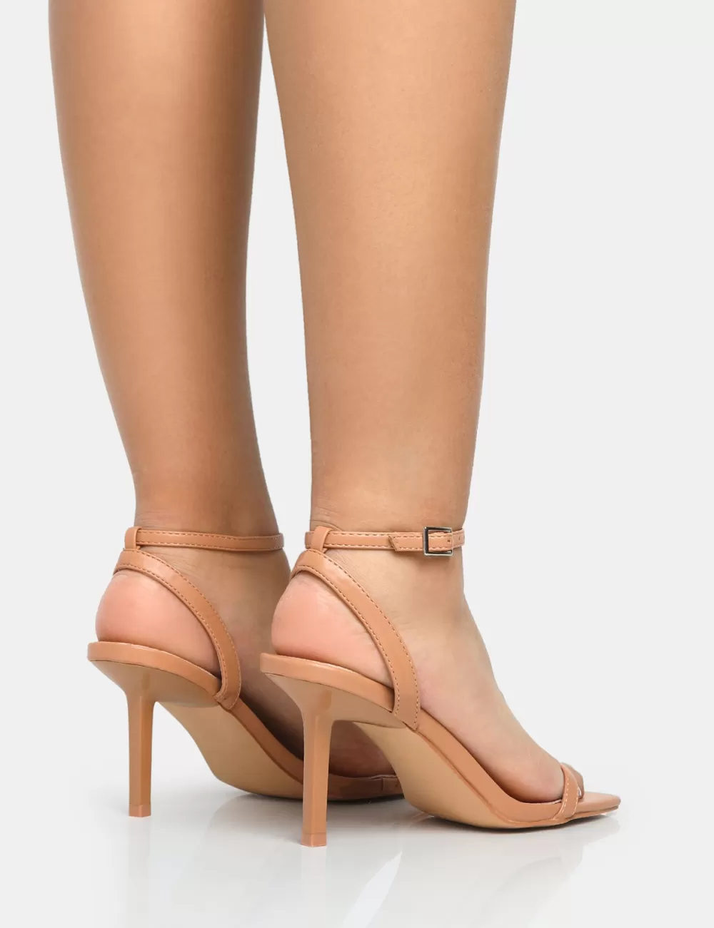 Sale Public Desire Yara Nude Pu Barely There Mid Stiletto Heels Neutral