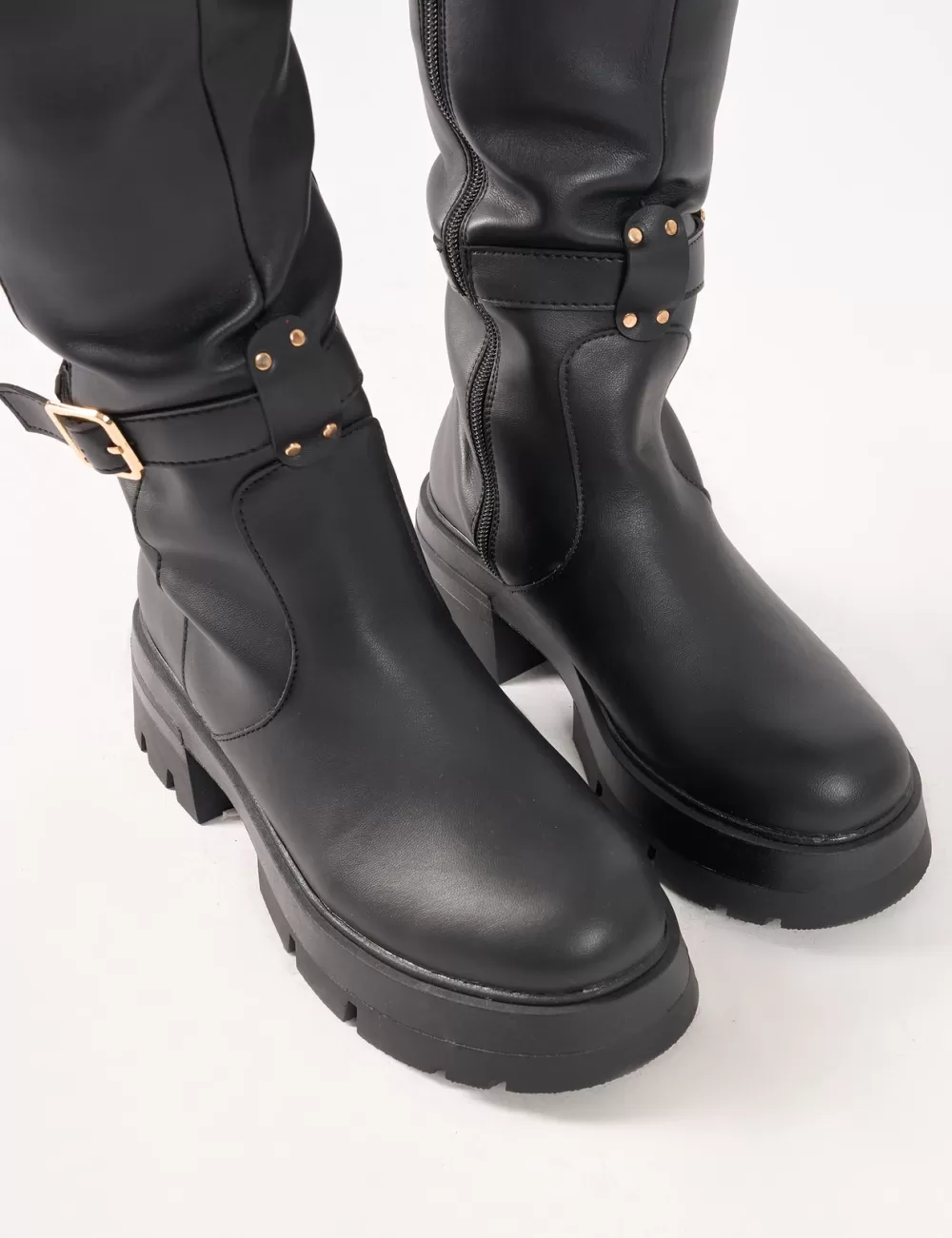 Clearance Public Desire Zelda Pocket and Zip Detail Over the Knee Boots Black