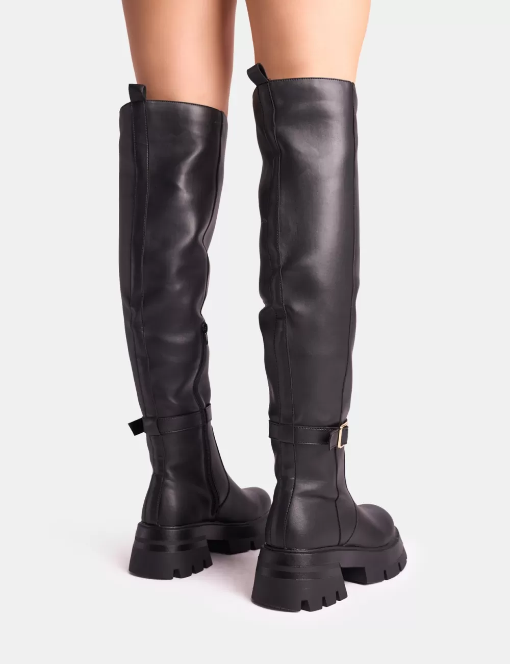 Clearance Public Desire Zelda Pocket and Zip Detail Over the Knee Boots Black